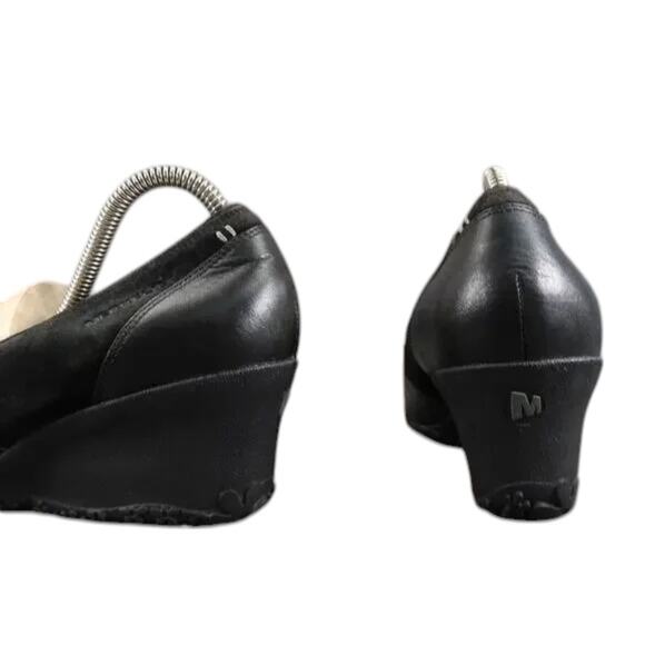 Merrell Shoes Womens 9.5 Wedge Slip On Fashion Classic Leather Lotus Black Comfy - Picture 6 of 15